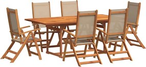 vidaXL Set mobilier de grădină, 7 piese, lemn masiv acacia/textilenă