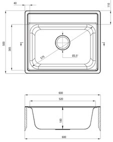 Deante ZYU_0103 - Chiuvetă bucătărie SOUL 50x60 cm satin