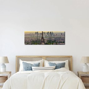 Tablou - Panorama Parisului (cu ceas) (90x30 cm)