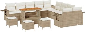 vidaXL Set de canapele pentru grădină 14 pcs Bej poliratan