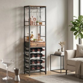 HOMCOM Dulap de Bar, Mobilier de Bar cu Sertar și Suport pentru Pahare, Maro Rustic | Aosom Romania