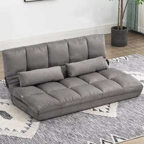 HOMCOM Divan de Podea 2 în 1 cu Spătar Reglabil în 7 Niveluri și Perne, 130x73x60 cm, Gri Carbonizat | Aosom Romania