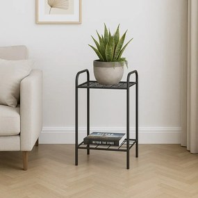 Etajera metal pentru flori 2 rafturi Decor Homs 33 x 60 x 31 cm, negru