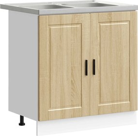 vidaXL Dulap baza chiuvetă cu ușă Porto 2 pcs Maro Lemn compozit