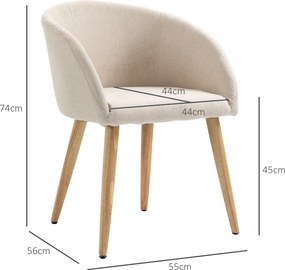 HOMCOM Set de 2 Scaune de Dining Stil Scandinav, Tapițate cu Material Textil, 55x56x74 cm, Bej | Aosom Romania