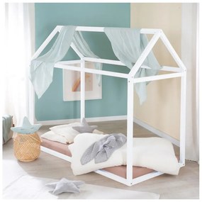 Pat pentru copii alb de tip casă 70x140 cm Montessori – Roba