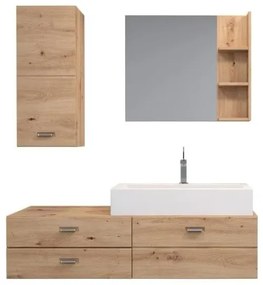 Set baie ~Dolomites~ format din 3 piese, lavoar inclus, material fronturi MDF, culoare stejar