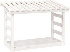 vidaXL Rastel pentru lemne de foc, alb, 108x64,5x78 cm, lemn masiv pin