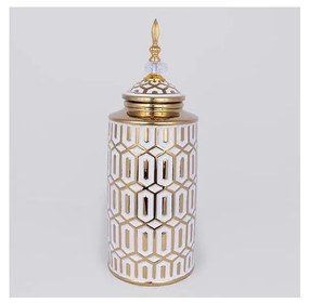 Vază ceramică 45,7x16,9 cm auriu/alb