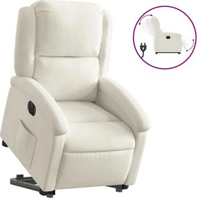 vidaXL Fotoliu electric rabatabil cu ridicare, crem, catifea