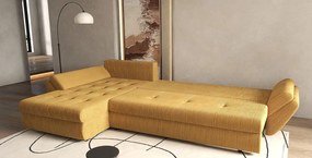 Colțar extensibil dumonde cu ladă de depozitare si sezut confortabil din spuma high-density, Loana XL Zoom Mustar II 335x185 cm