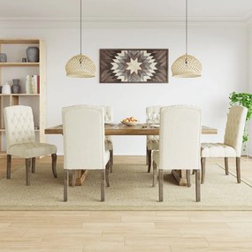 vidaXL Scaune de bucătărie, 6 buc., bej, textil cu aspect de pânză