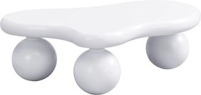 Masă de cafea în stil de nor, cu iluminare LED și design cu picioare rotunde, 95x62,5x32 cm, Alb