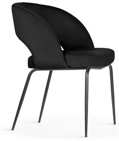 Scaun tapitat Lizbona negru/negru – H79 cm