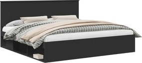 vidaXL Cadru de pat cu headboard Negru 200 x 200 cm Lemn de pin masiv
