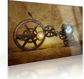 Tablou pe sticlă cu aparatele istorice ale ceasurilor (70x50 cm)