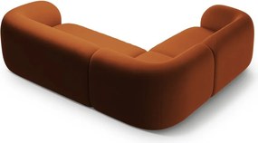 Colțar teracotă cu tapițerie din catifea (cu colț pe partea stângă/în formă de ”L”) Kate – Micadoni