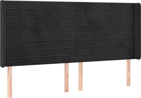 vidaXL Tăblie de pat cu aripioare, negru, 163x16x118/128 cm, catifea