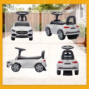 Mașinuță Electrică AIYAPLAY pentru Copii Licență Mercedes Benz cu Claxon și Spațiu de Depozitare, 65x28x39 cm, Alb | Aosom Romania