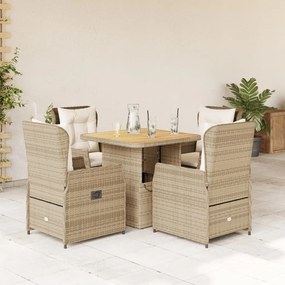 vidaXL Set mobilier de grădină cu perne, 5 piese, bej, poliratan