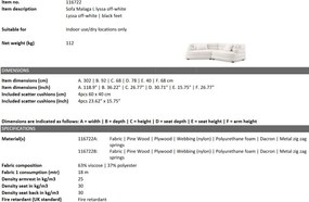 Canapea design LUX cu spatar rotunjit Malaga L, Lyssa off-white