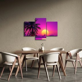 Tablou - Apus violet cu palmier (90x60 cm)