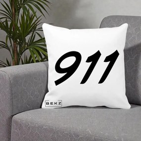 Perna Personalizata 911 Bold, 40x40 cm, Alba Mata, Husa Detasabila, Perna Inclusa, BEKZ®