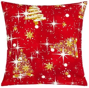 Față de pernă Bellatex Pom de Crăciun roșu, auriu,45 x 45 cm