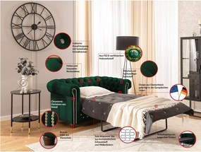 Canapea verde extensibilă cu tapițerie din catifea 148 cm York Blik – Ropez