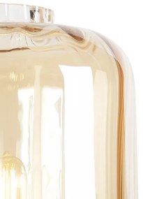 Lampa de podea de design neagră cu sticlă chihlimbar - Qara