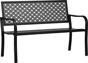 Outsunny Bancă metalică de grădină, 2 locuri, model floral, rezistentă la intemperii, 127 x 63 x 83 cm, Negru | Aosom Romania