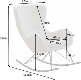 Scaun balansoar modern Scandinavia boucle alb