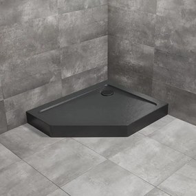 Cadita dus pentagonala Radaway Doros PT E Compact Stone 100x90 cm acril negru dreapta