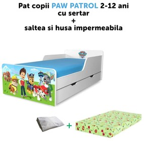 Pachet Promo Pat pentru copii 2-12 ani Start Paw Patrol, saltea Norisor cu lana 160x80  si husa impermeabila incluse - PC-P-PR-PAW-SRT-80-B