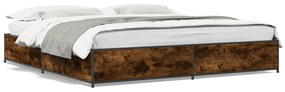 3279824 vidaXL Cadru de pat, stejar fumuriu 200x200 cm lemn prelucrat și metal