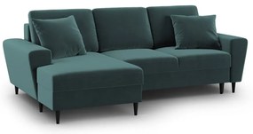 Colțar petrol extensibil, cu spațiu de depozitare cu tapițerie din catifea (cu colț pe partea stângă, cu șezlong) Kyoto – Cosmopolitan Design