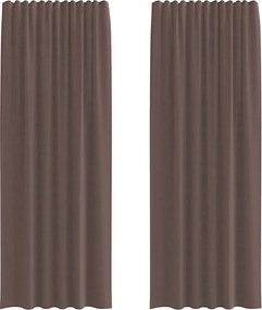 vidaXL Perdele Voile cu buzunare pentru bare 2 buc Maro