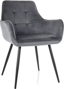 Scaun gri inchis LEMON, stofa catifelata/metal, 57x47x85 cm