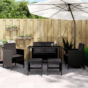 363398 vidaXL Set mobilier de grădină cu perne, 6 piese, negru, poliratan