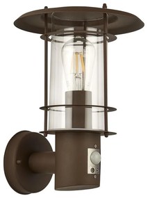 Aplica de perete exterior cu senzor de miscare IP44 Edgeware maro rustic