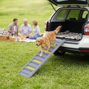PawHut Scară Pliabilă pentru Câini, pentru Mașină și Paturi, 10 Trepte Antiderapante, Capacitate 68kg, Gri | Aosom Romania