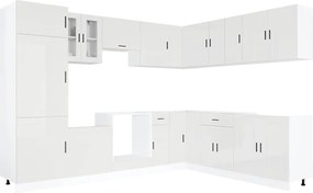 vidaXL Set dulap de bucătărie 14 piese „Porto” alb lucios Lemn