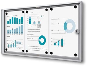 Vitrina informații interioare Economy 3 x A4 - spate din tablă, ignifugă, aluminiu