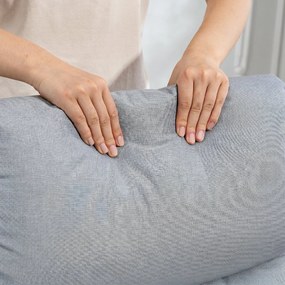HOMCOM Fotoliu Reclinabil 135° max în Material cu Efect de In, Spumă, Oțel și Lemn, 73x86x100 cm, Gri Deschis | Aosom Romania
