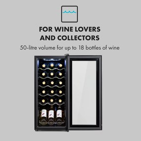Shiraz 18 Uno, frigider pentru vin, 50 litri, 18 sticle, panou de control tactil, 5-18°C