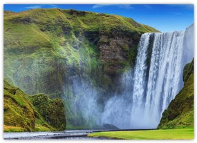 Tablou pe sticlă - Cascada Seljalandsfoss (70x50 cm)