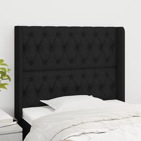 3119900 vidaXL Tăblie de pat cu aripioare, negru, 93x16x118/128 cm, textil