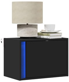 vidaXL Noptiere montate pe perete cu lumini LED, 2 buc., negru