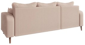 Colțar bej cu tapițerie din catifea reiată (cu colț pe partea stângă ) Beata – Ropez