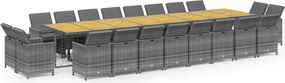 vidaXL Set mobilier de grădină cu perne, 21 piese, gri, poliratan